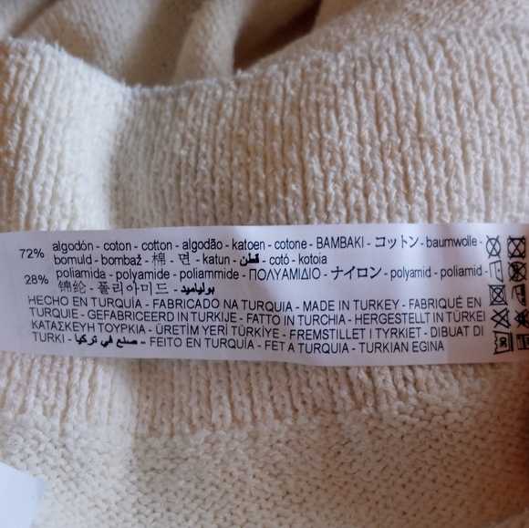 Zara Oversized Loose Fit Nautical Knit Classic White/Navy Trim Fisherman Sweater - Picture 5 of 5